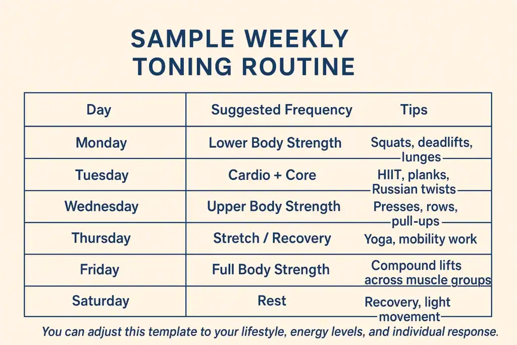 Achieving the Perfect Tone: How Often Should You Exercise for Results? 4 Weekly exercise Nazeing plan graphic