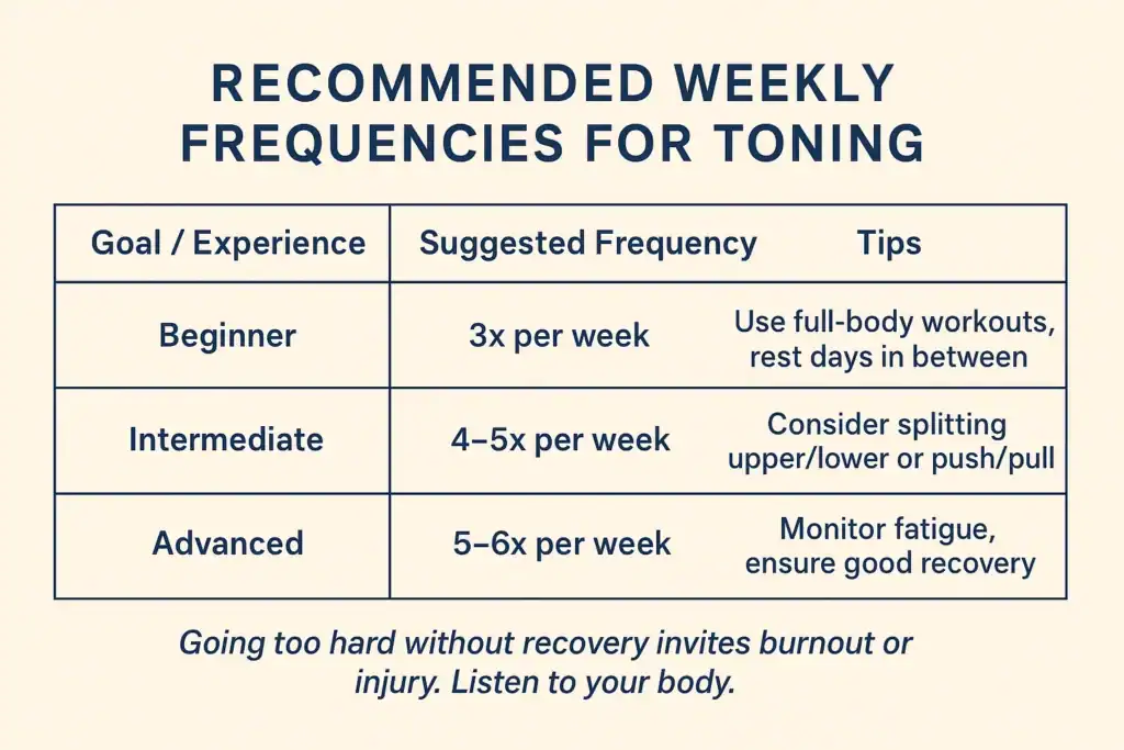 Achieving the Perfect Tone: How Often Should You Exercise for Results? 2 Graphic to show how often you should do exercise to help with toning Nazeing