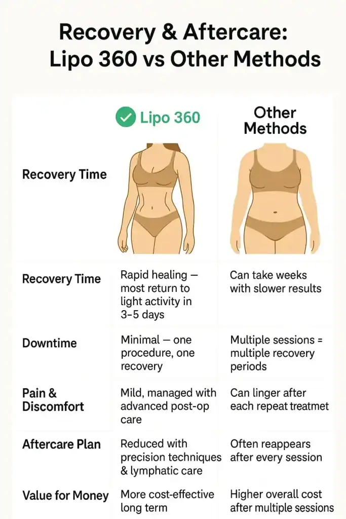 Recovery and Aftercare for Fat-Dissolving Surgery 2 Table to show fat dissolving injection aftercare Nazeing